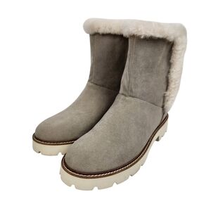 Oasis Society Gemma Nordic Grey Faux Fur Faux Suede Leather Boots Womens Size 9